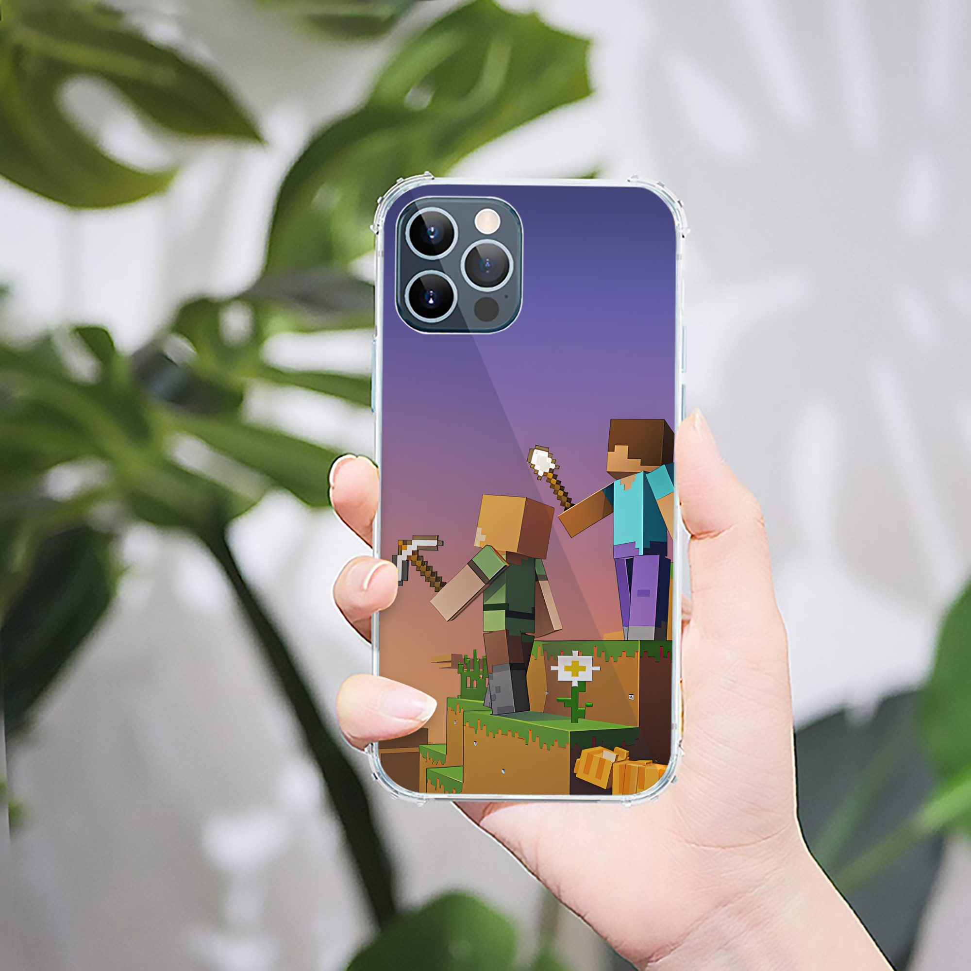 （画像用） マインクラフト ブロックの世界 Minecraft MC Block world 【iPhone 12シリーズ対応】透明スマホケース（クリアソフトケース）